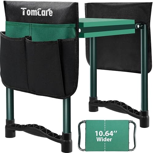TomCare Garden Kneeler and Seat 10.64” Wider Larger Soft Kneeling Pad Garden Bench with 2 Large Tool Pouches Heavy Duty Garden Stool Foldable Tools Gardening Gifts for Women Men Gardeners - Image 1