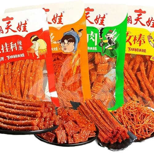 4 Pcs Latiao Spicy Gluten Strips,Chinese Special Casual Spicy Snack Food, Made From Wheat/Chili/Spice, Low Sugar and Low Calories, Best Vegan,Casual Office Outdoor Parties Snacks(100gx4) (4-pack-1) - Image 1