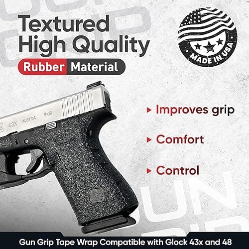 Handleitgrips Handgun Grip Tape Compatible with Glock 43x and Glock 48 - Rubber Pistol Grip Wrap Tape, Easy Install Accessories, Veteran Owned, Made in The USA - Black thumbnail 3