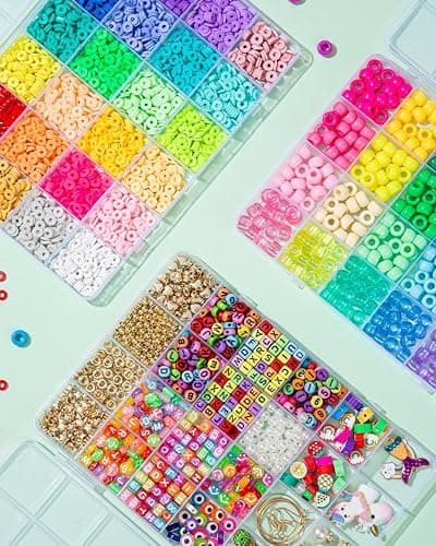 Taybonds Friendship Bracelet Making Kit for Girls Age 6+, 3 Boxes Jewelry Making Kit with Polymer Clay Charms, Clay, Pony, Letter Beads, Pearls, Unicorn Mermaid Rainbow Pendants, Craft Supplies Gift thumbnail 5