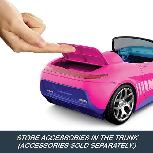 Hot Wheels Barbie RC Toy Car, Remote-Control Pink Convertible, Can Hold 2 Barbie Fashion Dolls & Trunk Opens for Storage, Sticker Sheet for Customizing thumbnail 5