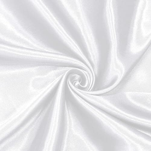 Homiest White Satin Fabric by The Yard, 1 Yard x 58 Inch | Silky Smooth Finish, Not Fade Not Shrink, Ideal for Wedding Dress Bridal Clothing DIY, Silky & Shiny Cloth, Machine Washable - Image 1