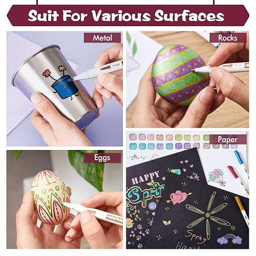 Shuttle Art Metallic Marker Pens, 30 Colors Metallic Paint Markers with 1 Coloring Book Fine Point for DIY Card, Calligraphy, Art and Crafting Projects, Works Great on Black Paper, Scrapbooks, Rock thumbnail 7