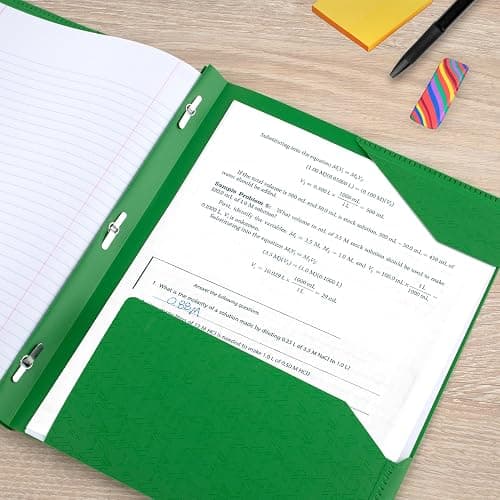 Five Star 2-Pocket Plastic Folder with Stay-Put Tabs and Prong Fasteners, Holds 8.5" x 11" Paper, Assorted Colors, 4 Pack (340300A) thumbnail 6