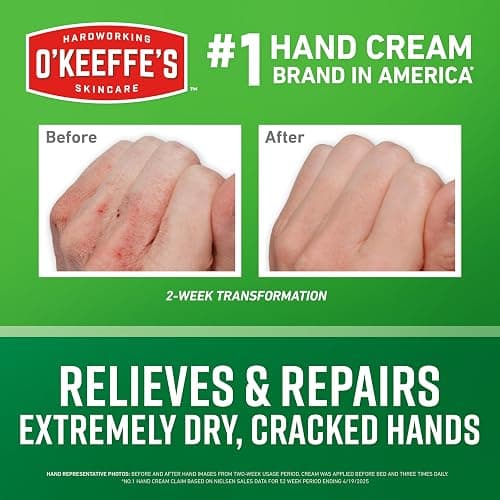 O'Keeffe's Working Hands Hand Cream Plus Night Treatment Cream Bundle - 7 oz Tubes (2 Total) - Repairing Skincare for Cracked, Dry Hands thumbnail 2