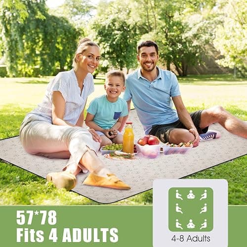 Picnic Outdoor Blankets Waterproof Extra Large - Beach Mat Sand Free Foldable with Carry Strap | Portable Camping Blanket | Park Blanket for Grass Park, Hiking, Travel, Concerts, Indoor(Multi Flower) thumbnail 2