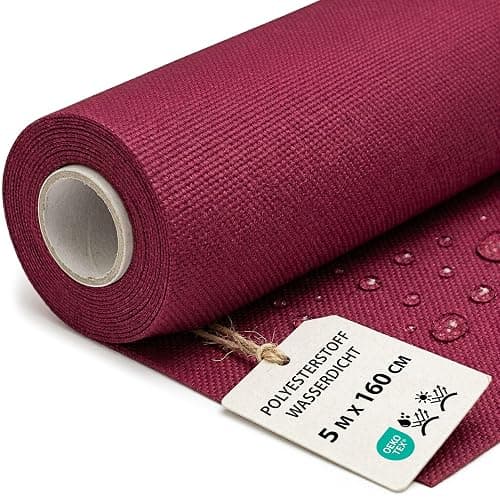 Tela impermeable por metros 5M x 160 cm - Tejido resistente al agua para exterior ideal para cojines cortinas fundas muebles de jardín y proyectos de costura Burdeos Certificado Oeko-Tex - Image 1