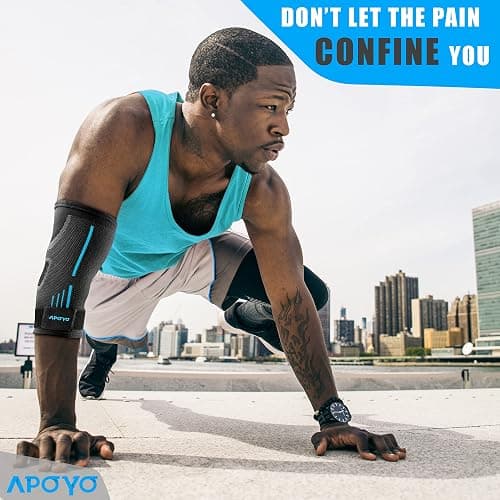 APOYO Elbow Brace for Tendonitis and Tennis Elbow, Compression Sleeve for Arthritis, Workouts, Reduce Joint Pain During Fitness Activity (Large) thumbnail 5
