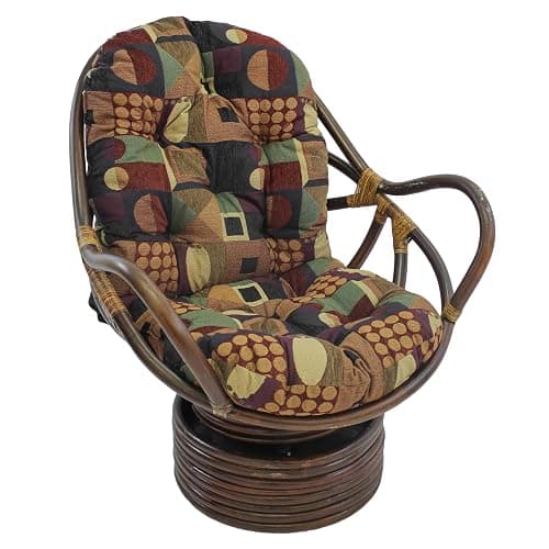 Blazing Needles Patterned Jacquard Chenille Swivel Rocker Chair Cushion, 48" x 24", Kaleidoscope - Image 1