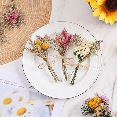 LawnIdyll 12/24 PCS Charming Dried Flowers Bouquet for Vase Various Dried Wildflowers with Stems Mini Handmade Wildflowers Natural Real Flowers Bulk Flowers Craft (Various Series, 12 PCS) thumbnail 2