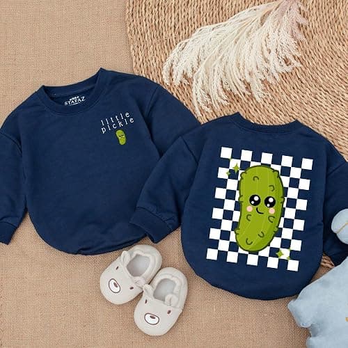 STALOFAZ Little Pickle Baby Romper - Newborn Pickle Boy Girl Outfit Vegan Infant Sweatshirt Vegetable Clothes Shower Gift thumbnail 4