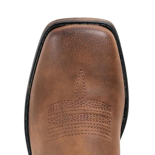 IUV Cowboy Boots For Women Square Toe Wide Western Boots Mid Calf Cowgirl Boots Pull On Embroidered Brown Cowboy Boots thumbnail 5