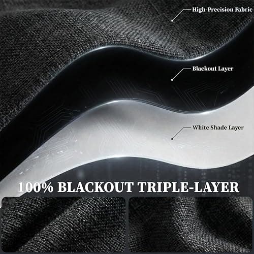 Sovtfides 100% Blackout Magic Tape Stick On Curtains Window Shades Pull Down Blackout Window Cover No Drillng Self Adhesive Curtains No Rod Small Windows, W35 x L60 inch, 1 Panel, Black thumbnail 4