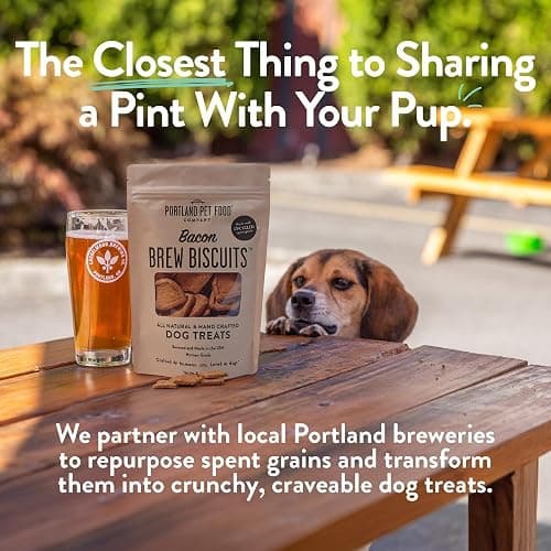Portland Pet Food Company Bacon Brew Biscuits – Crunchy Limited Ingredient Dog Treats Made with Upcycled Spent Grain, Protein & Fiber Rich Training Treats for Dogs, USA Made, 1 Pack (5 oz Bag) thumbnail 4