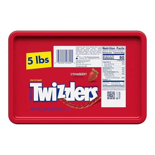 TWIZZLERS Twists Strawberry Flavored Licorice Style, Chewy Holiday Candy Tub, 5 lb thumbnail 8