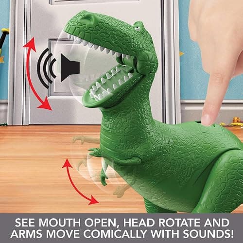 Mattel Disney and Pixar Toy Story Roarin’ Laughs Rex | Talking Dinosaur Action Figure with Moving Arms, 10.8-inch T Rex with 40+ Sounds & Phrases (Amazon Exclusive) thumbnail 4