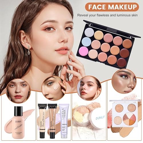 All in One Makeup Kit, Makeup Kit for Women Full Kit, Make Up Gift Set for Women, Makeup Essential Bundle Includes Foundation Eyeshadow Palette Concealer Lipstick Eyeliner Mascara Cosmetic Brush Set thumbnail 3