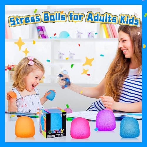 4Pcs Textured Stress Balls for Autism, Squishy Doh Fidget Toys, Sensory Squeeze Hand Exercise Stress Ball Toys for Adults & Kids, Relax, Anxiety, Fidget, Tension and Stress thumbnail 3