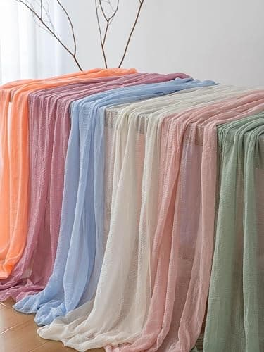 Keketo Sage Green Table Runner Cheesecloth 120 Inch 10 FT Rustic Boho Cheese Cloth Table Runner for Wedding Baby Shower Bridal Shower Sheer Gauze Centerpiece Summer Home Decorations - Sage Green - 1 thumbnail 6