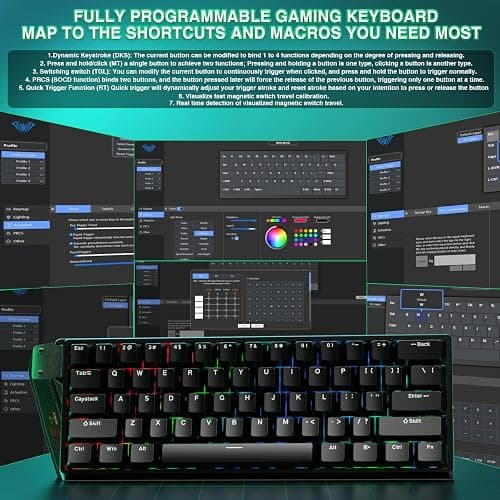 Aula WIN60 HE - 60% Mechanical Gaming Keyboard Wired, Magnetic Switch Hot Swappable, Adjustable Actuation Rapid Trigger Mode, 8000 Hz Polling Rate, RGB Small Keyboard 60 Percent Compact Design for PC thumbnail 8