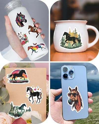 100 Pcs Horse Stickers for Kids Girls Women, Cool Horse Party Favors & Decorations Gifts, Waterproof Stickers for Water Bottle Laptop Scrapbook thumbnail 4