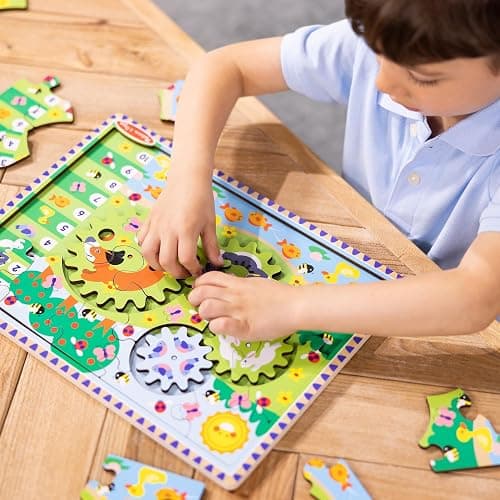 Melissa & Doug Wooden Animal Chase Jigsaw Spinning Gear Puzzle – 24 Pieces Wooden Puzzle for Toddlers and Preschoolers, for Boys and Girls Ages 3+ thumbnail 5