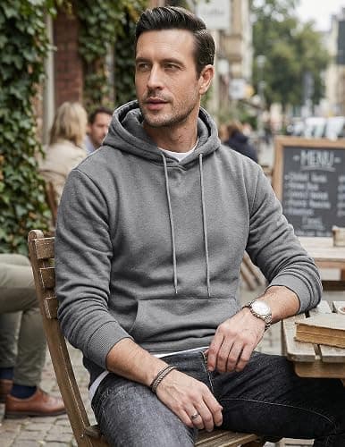 JMIERR Mens Casual Cotton Hooded Collar Drawstring Hoodies Pullover Sweatshirts Casual Long Sleeve Shirts thumbnail 7