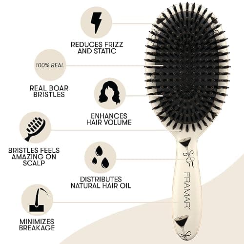 FRAMAR Boar Bristle Hair Brush – Slick Back Hair Brush For Women, Boar Bristle Brush, Slick Back Brush, Hairbrush Women, Brosse a Cheveux, Boar Brush For Volume and Shine – Espresso Martini thumbnail 7