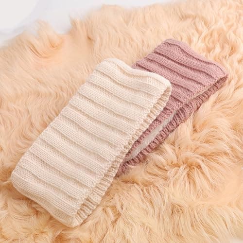 AQOKKA Knit Winter Headbands for Women Fuzzy Wool Fleece Lined Ear Warmers Elastic Turban Crocheted Head Wrap Winter Accessories for Women Cold Weather thumbnail 5
