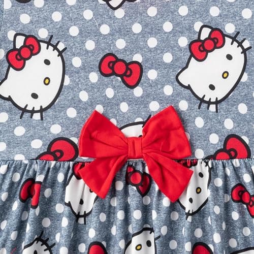 Hello Kitty Sanrio Girls 2 Pack Long Sleeve and Short Sleeve Dresses for Toddlers and Big Kids thumbnail 7