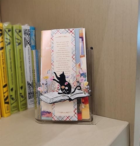 Bookmarks Holders Bookshelf Bookcase Decor, Home Office Desk Organizer, Book Marks Pen Pencil Holder, Friends Book Lover Gifts (Cat) thumbnail 8