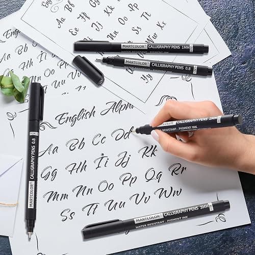 MARTCOLOR Calligraphy Pens, 10 Size Calligraphy Pens for Writing, Brush Pen Calligraphy Set for Beginners, Calligraphy Brush Pens, Hand Lettering Pen for Art Drawing, Sketching, Scrapbooking thumbnail 2