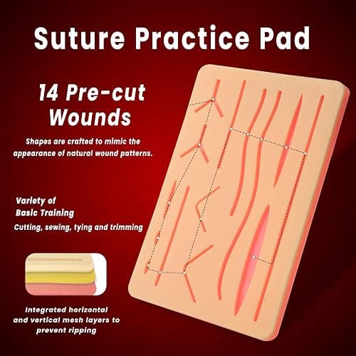 Kit de formation à la suture avec gants en silicone pour étudiants, protection en maille horizontale et verticale pour une meilleure durabilité, à des fins de formation uniquement. thumbnail 7