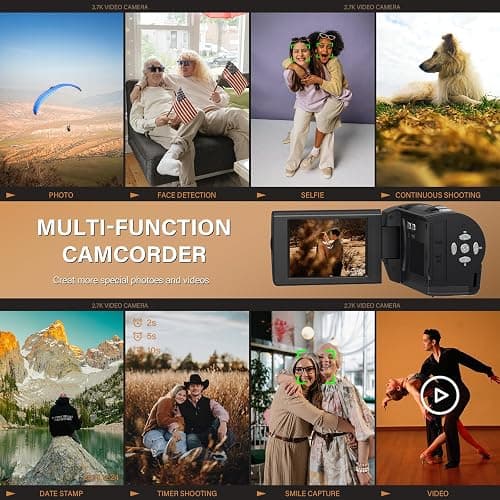 Muitune Camcorder Video Camera QHD 2.7K 56MP 16X Digital Zoom Vlogging Camera with LED Fill Light for YouTube, 2.8 Inch 270 Degree Rotation LCD Screen Camcorder with 32GB SD Card and Two Batteries thumbnail 6