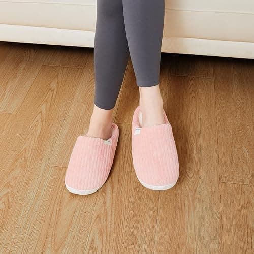 HUXMEYSON Slippers for Women, Warm Memory Foam Comfy House Slippers with Anti-Skid Rubber Sole for Indoor and Outdoor thumbnail 2