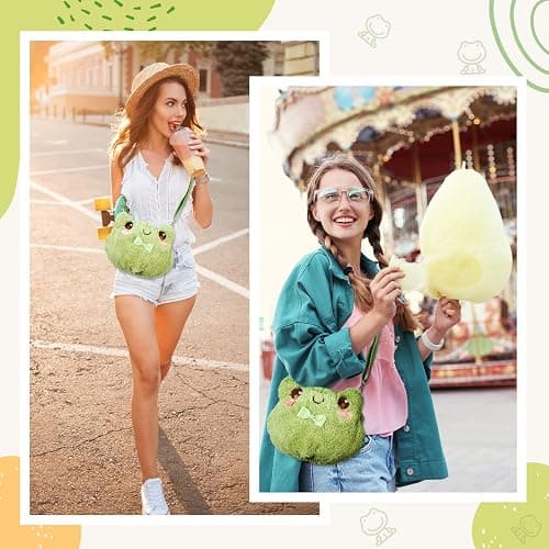 Mixweer Crossbody Bag Cute Plush Purse Backpack Kawaii Wallet Girls Cartoon Animal Lolita Bag with Chain Strap thumbnail 2