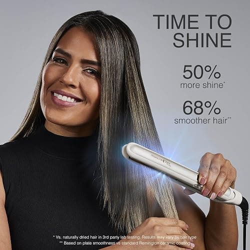 Remington Shine Therapy 1 Inch Hair Straightener, Argan Oil & Keratin | Keratin ceramic plates deliver smooth results; this flat iron reduces frizz for ideal hair styling. thumbnail 5
