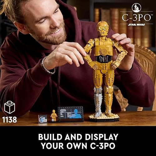 LEGO Star Wars C-3PO Buildable Droid Figure, Build and Display Model with C-3PO Minifigure, Star Wars Collectible for Home or Office Décor, Nostalgic Gift Idea for Adults, Fans or Collectors, 75398 thumbnail 2
