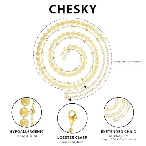 CHESKY Gold Waist Chain, Dainty 14k Gold Plated Belly Chain Adjustable Waterproof Body Chain Bikini Waist Beads for Women Satellite Beads Diamond Pearl Chain Dainty Body Chain Jewelry for Women thumbnail 5