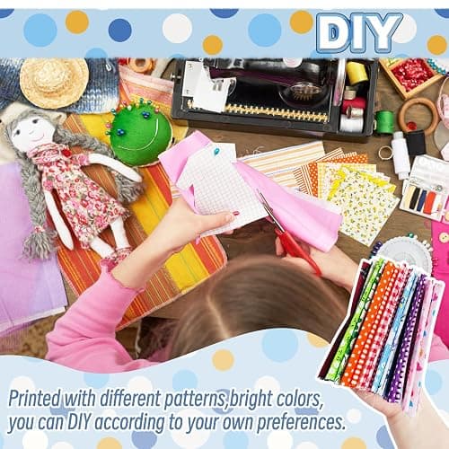 200 Pcs 4" x 4" (10cm x 10cm) Cotton Craft Fabric Bundle Squares,Sewing Scrapbooking Quilting Dot Pattern,DIY Patchwork Fabric Sets for Craft Cloths Handmade Accessories thumbnail 4
