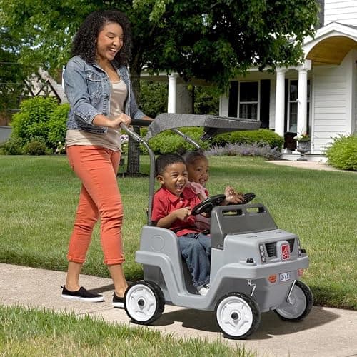 Step2 Side-by-Side Push Around SUV, Kids Push Car, 2 Seats, Stroller Substitute, Includes Seat Belts & Horns, Made of Durable Plastic, Max Weight 100 lbs., for Toddlers 1.5-5 Years Old, Gray thumbnail 2