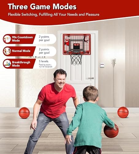 Basketball Hoop Indoor for Kids-Over The Door Mini Basketball Hoop with LED Light, Scoreboard, Remote Control and 3 Modes & Balls-Boys Girls Toys for Ages 3 4 5 6 7 8 9 10 + Years Old Birthday Gifts thumbnail 4