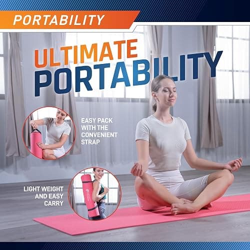 Circuit Fitness by Marcy Non-Slip Multi-Purpose Exercise Yoga Mats with Carrying Strap Multi-Thickness, Multi-Color Options thumbnail 6
