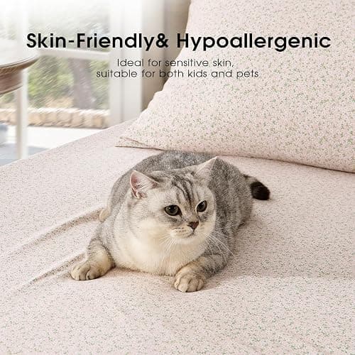 FreshCulture Floral Bed Sheets - Ultra Soft Twin XL Sheets - Brushed Microfiber Pink Floral Sheets - Deep Pockets up to 16" - Easy Care - Hotel Luxury 3 Piece Flower Printed Sheet Twin XL, Calico thumbnail 5