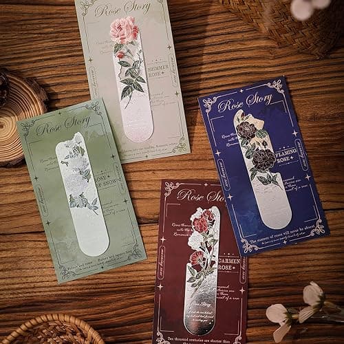 Snycler Flower Hollow Metal Bookmarks,Romantic Flower， Pack of 4PCS, Reading Bookmarks, Book Clips, Book Clasps, Exquisite and Beautiful Suitable as Gifts thumbnail 3