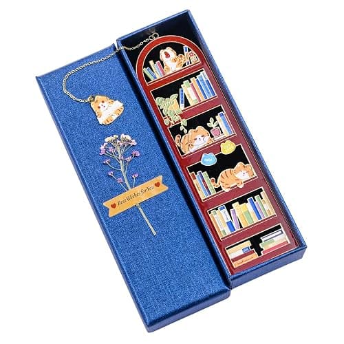 Orange Tabby Cat Metal Bookmark with Cat Charm and Gift Box, Valentine's Day Gifts, End of Year Gift, Gifts for Mom, Teacher, Retirement, Women, Lover, Book Lover, Cat Lover thumbnail 4