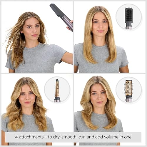 BaByliss Air Styler 1000W - All in One Hair Dryer Brush, Volumiser and Curler, Advanced Ionic Frizz-Control System, 4 Attachments, Copper/Grey, 2136U thumbnail 2