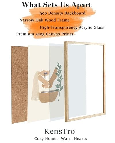 KensTro 12x16 Oak Framed Jesus Washing Feet Boho Christian Wall Art | Natural Oak Wood Frame with Minimalist Foot-Washing Scene, Neutral Faith Decor for Living Room, Bedroom or Prayer Space thumbnail 3
