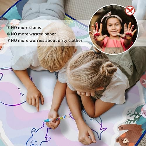 bemece Water Doodle Mat 40 x 32 Inches Aqua Painting Drawing Mat Mess Free Learning Toy Mat Early Education Gifts for Kids ChildrenToddlers Aged 3 4 5 6 7 Years Old thumbnail 9