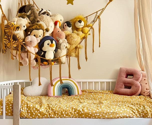 mirolam Stuffed Animal Hammock-Large Stuffed Animal Net For Toys Corner-Hanging Stuff Animal Toy Storage Organizer For Plush Plushie Display Caramel Toy Storage Girl Room Bedroom Boho Nursery Decor thumbnail 3